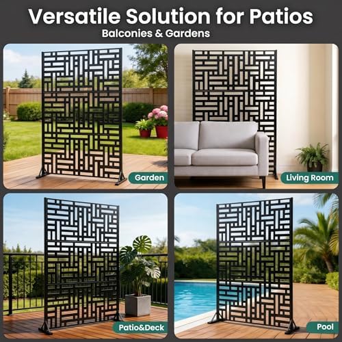 outdoor metal privacy screen, 72 x 47 in on a desk or shelf