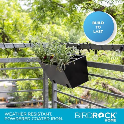 birdrock home 2pk metal railing planter box | shown in use