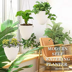 sungmor 3 pack plastic self watering hanging planters, front angle view