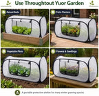 plant covers freeze protection-mini pop up greenhouse for, front angle view