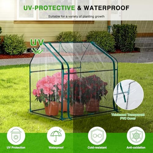 yesker mini greenhouse 36"x18"x33" portable small green house, side view