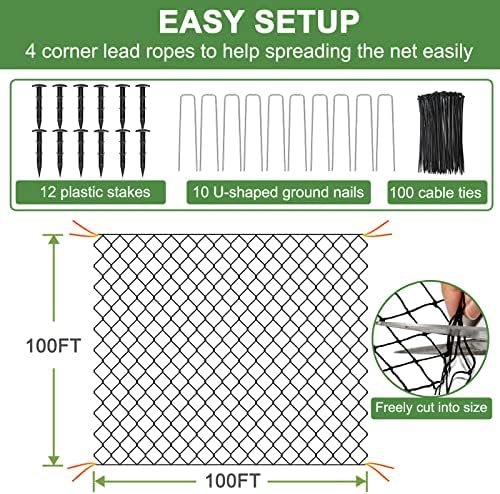 dqs bird netting 100’ x 100’with 1" mesh, close-up detail
