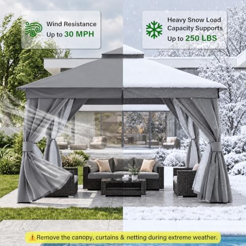 lausaint home 12x12 gazebo canopy with netting, curtains on a desk or shelf