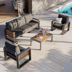 aoxun aluminum patio furniture set, 5 seats sectional, front angle view