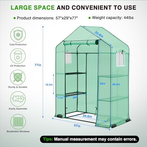 yesker greenhouse 57"x29"x77" walk in green house shown in use