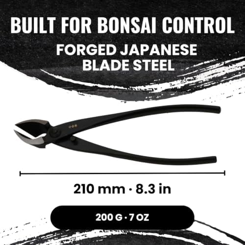 senkichi 8.3" japanese bonsai concave cutter – professional showing dimensions