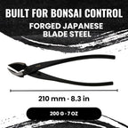 senkichi 8.3" japanese bonsai concave cutter – professional showing dimensions
