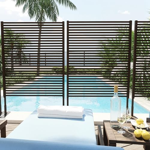 garvee outdoor privacy screen freestanding, 47"x71" rustproof fence, side view