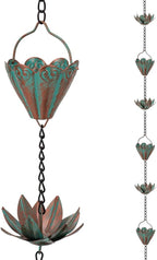 10.3ft lotus rain chains for outside gutters, eaves, main product view