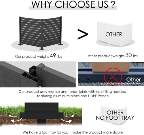 kozyard 50" w x 48" h outdoor privacy showing dimensions