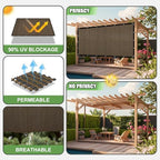 90% outdoor sun shade cloth, 6'×10' pergola shade showing dimensions