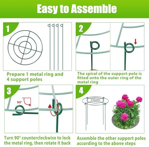 peony cages and supports, 11.5" dx16 h metal, package contents