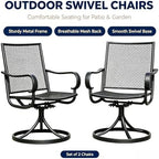 Outdoor 360° Swivel Rocking Chairs Set of 2, All Iron Mesh Patio Rocker Chairs, Electroplated Anti-Rust Heavy Duty Metal Swivel Dining Chairs with Curved Armrest for Porch, Deck, Backyard, Garden