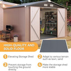 aoxun 10x8ft shed with floor galvanized steel outdoor, close-up detail
