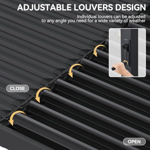 aoxun louvered pergola 12' x16' full-aluminum outdoor gazebo, view 10