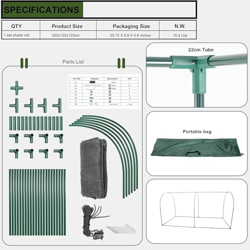 large tunnel 8.2'x4' sunshade cloth gardening net,easy set, front angle view