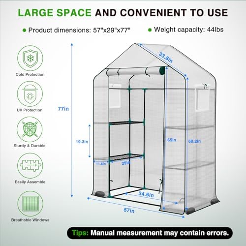 yesker greenhouse 57"x29"x77" walk in green house shown in use
