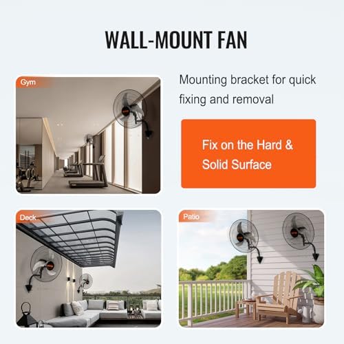 vevor 20 inch wall mount fan, oscillating, 3-speed, package contents