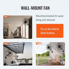 vevor 20 inch wall mount fan, oscillating, 3-speed, package contents