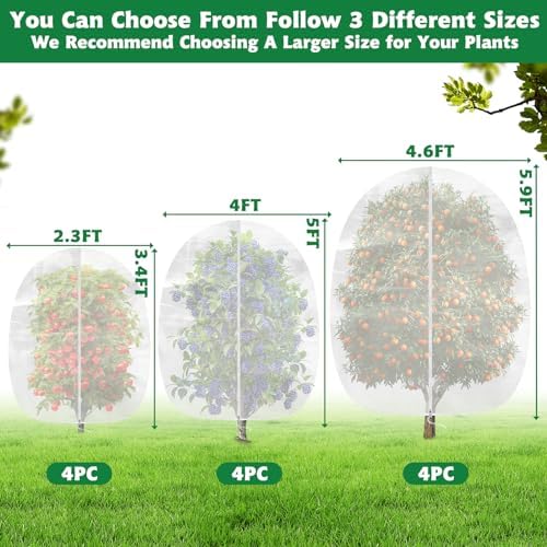 ozmi 4 pack fruit tree blueberry bush netting showing dimensions