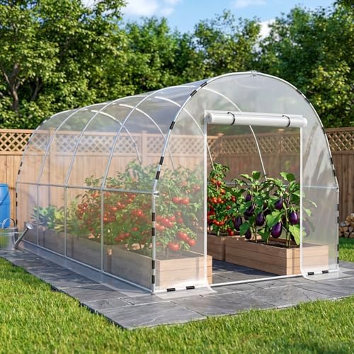 walk-in tunnel greenhouse for outdoors 19.7 x 7.9, front angle view
