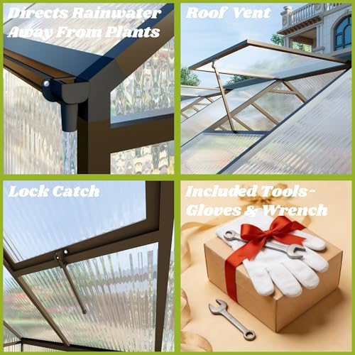 10 ft outdoor polycarbonate greenhouse, dark gray, package contents