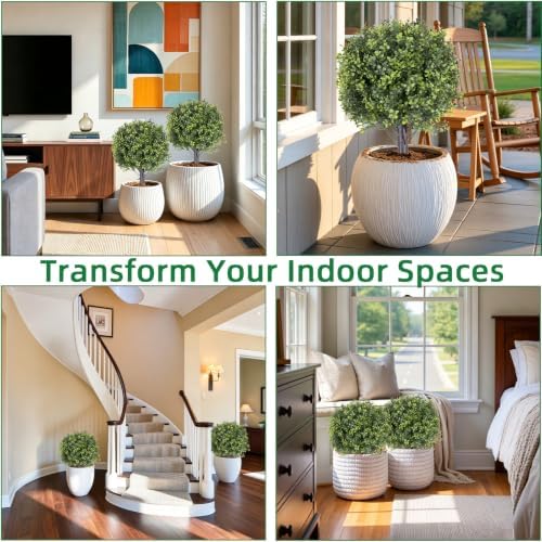 24" set of 2 artificial boxwood topiary ball, package contents