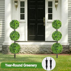3ft artificial triple ball boxwood topiary tree,set of showing dimensions