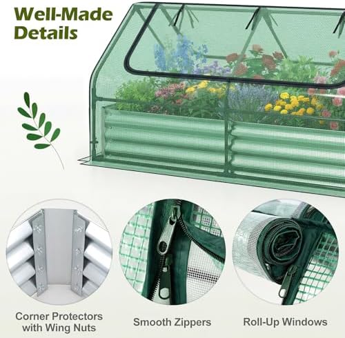 safstar raised garden bed with cover, 6ft x showing dimensions