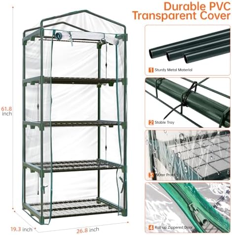 bstrip indoor greenhouse with grow light, 4-tier mini, front angle view