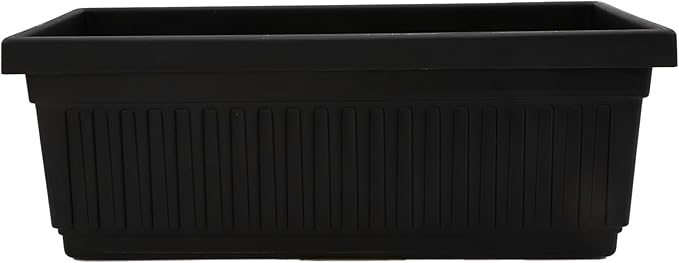 The HC Companies Venetian Window Planter Box w/Drain Plug - Long Planter Box for Windowsills, Balconies & More - Plastic Large Rectangular Outdoor Planters for Herbs & Flowers (24" Black, Pack of 1)