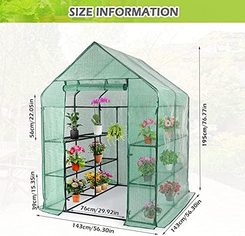 walk-in greenhouse - 3 tiers 8 shelves plant, front angle view