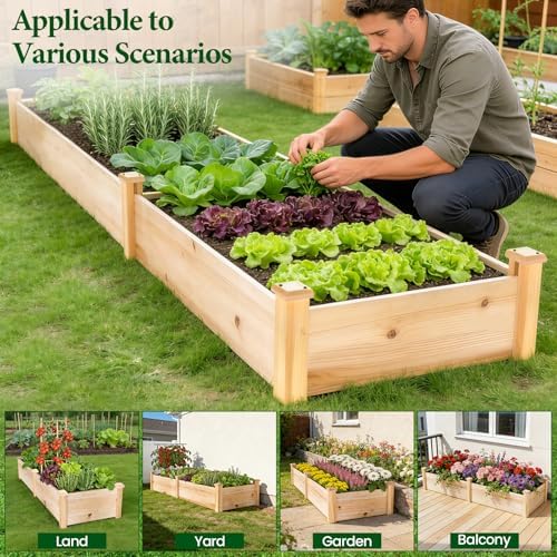 mixc 8×2ft wooden raised garden bed outdoor planter on a desk or shelf