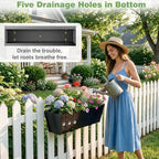 railing planter for outdoor plants 36'' metal hanging showing dimensions