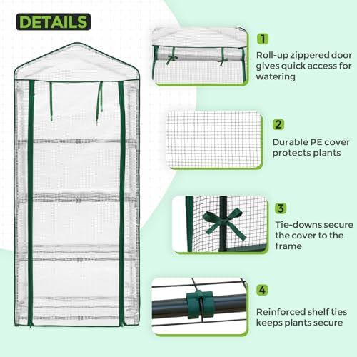 eagle peak mini greenhouse for indoor outdoor, 27x19x64 shown in use