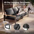 aoxun patio furniture set, aluminum outdoor furniture with showing dimensions