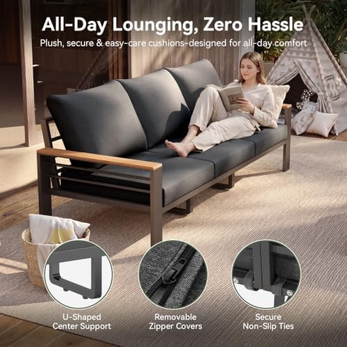 aoxun patio furniture set, aluminum outdoor furniture with showing dimensions