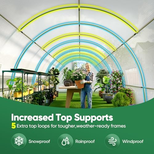quictent 25x10x6.6ft tunnel greenhouse for outdoors with 2, side view