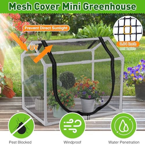 mesh plant cover from animals, 23.62"x15.75"x19.69" heavy duty, side view