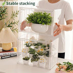 mini greenhouse indoor with magnetic door, m-4tier-2pcs shown in use