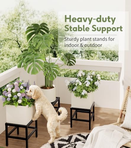 plant stand indoor outdoor, heavy duty metal 13'', close-up detail