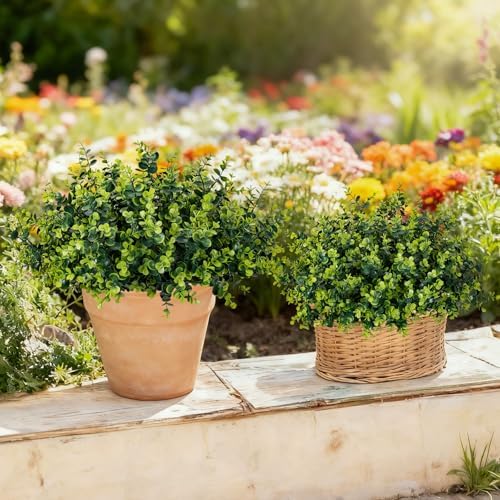 artificial fake greenery plants boxwood shrubs grass for, view 9