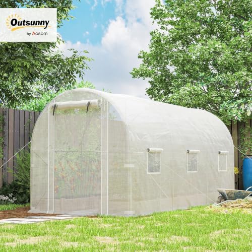 outsunny 14.6'x6.5'x6.6' hoop house greenhouse with 2 support shown in use