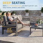 aluminum patio furniture set, all weather patio sofa, side view