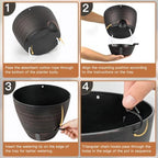 zmtech 12/10/8 inch self watering hanging planter, bronze, package contents