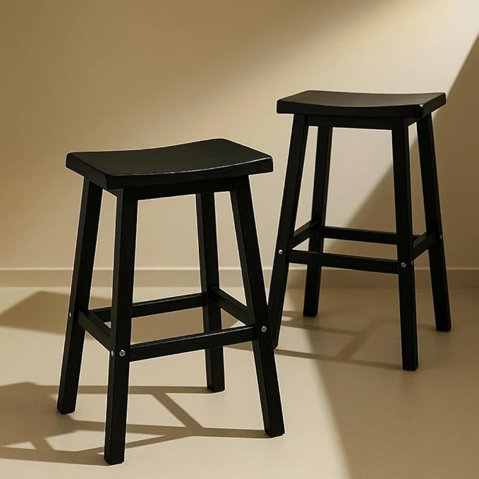 Bar Stools 29'' Outdoor Set of 2, Waterproof Modern Durable Resin Saddle Seat,Counter Stool Sturdy Modern Stylish, All-Weather Barstools for Patio, Balcony, or Kitchen Counter