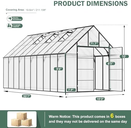 20x10x10 ft extra large greenhouse for outdoors, heavy, view 9