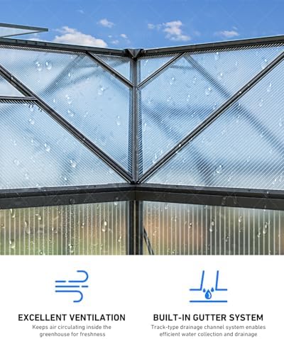 12x12 ft t-shape greenhouses, polycarbonate green house with on a desk or shelf