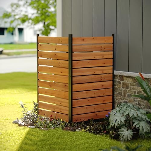 wood privacy screen no dig outdoor garden fence shown in use