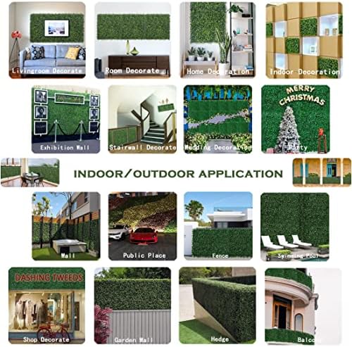 bybeton 24pk 10"x10" fake boxwood greenery backdrop privacy on a desk or shelf